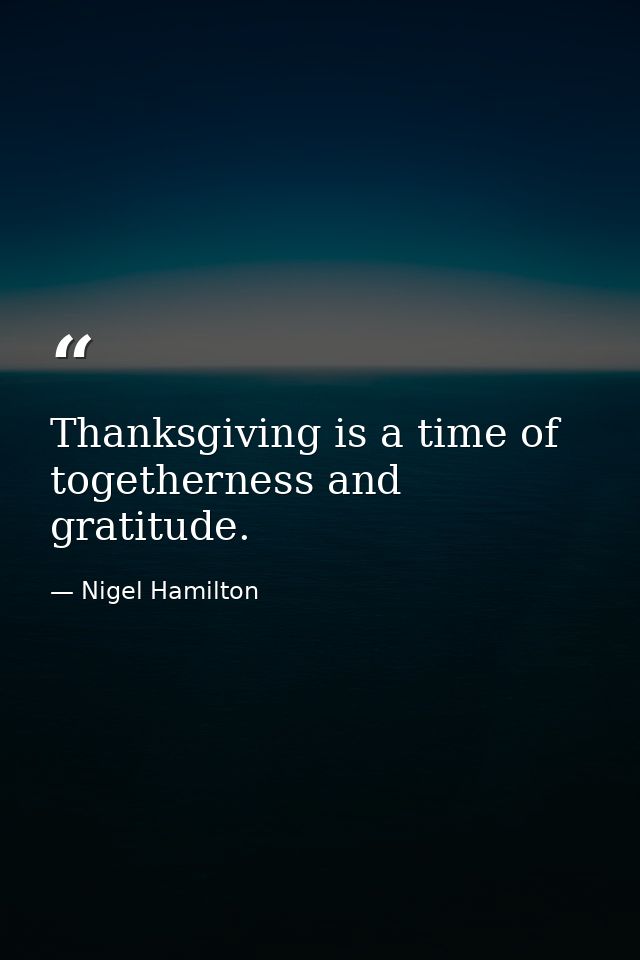 Thanksgiving is a time of togetherness and gratitude. — Nigel Hamilton
