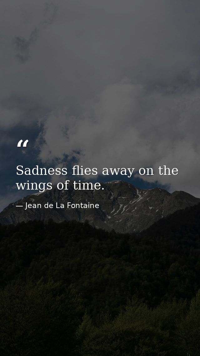 Sadness flies away on the wings of time. — Jean de La Fontaine