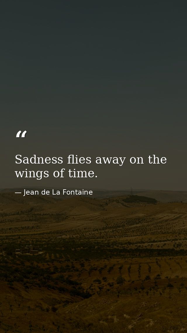 Sadness flies away on the wings of time. — Jean de La Fontaine