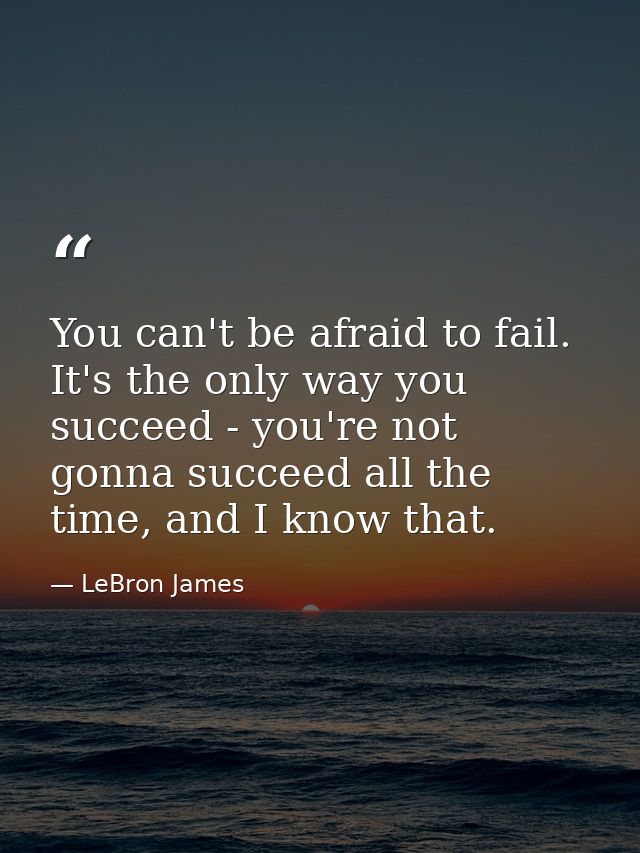 You can't be afraid to fail. It's the only way you succeed - you're not gonna succeed all the time, and I know that. — LeBron James