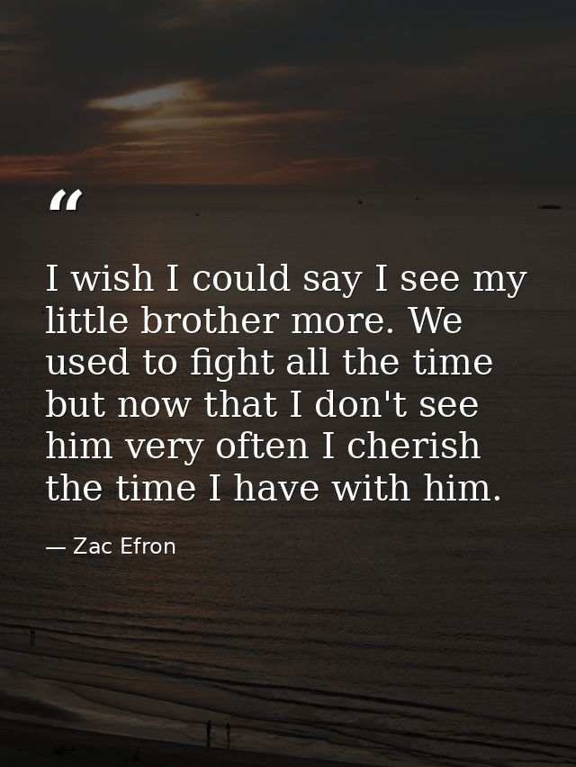 I wish I could say I see my little brother more. We used to fight all the time but now that I don't see him very often I — Zac Efron