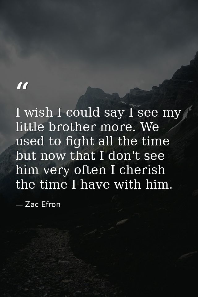 I wish I could say I see my little brother more. We used to fight all the time but now that I don't see him very often I — Zac Efron