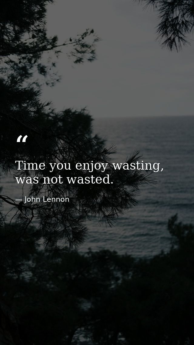 Time you enjoy wasting, was not wasted. — John Lennon