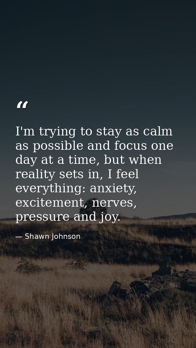 I'm trying to stay as calm as possible and focus one day at a time, but when reality sets in, I feel everything: anxiety — Shawn Johnson