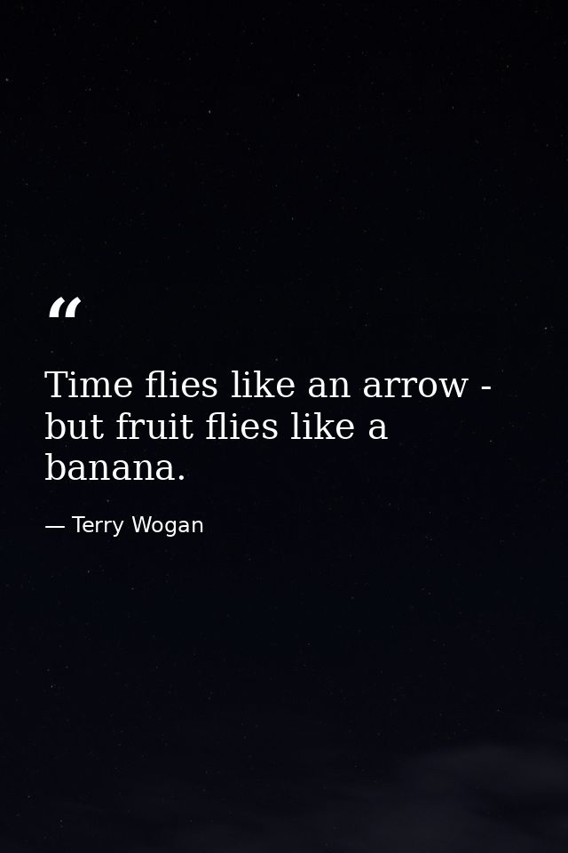 Time flies like an arrow - but fruit flies like a banana. — Terry Wogan