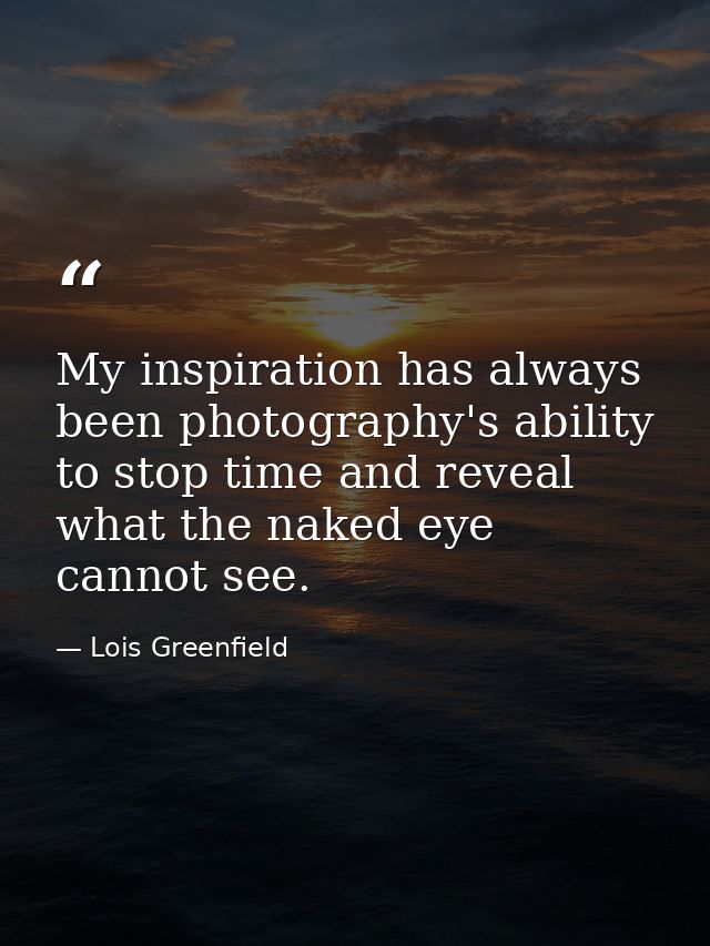 My inspiration has always been photography's ability to stop time and reveal what the naked eye cannot see. — Lois Greenfield