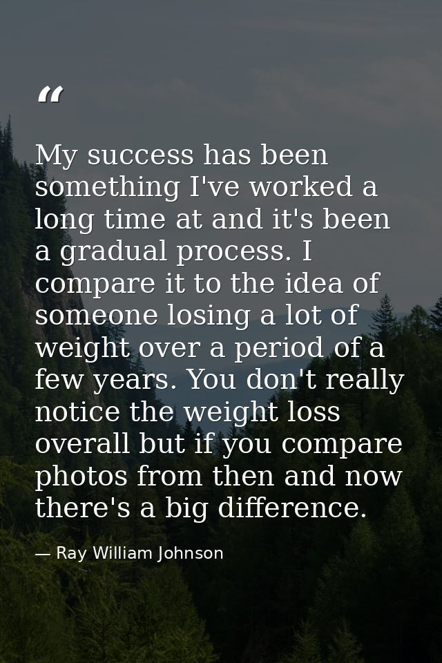 My success has been something I've worked a long time at and it's been a gradual process. I compare it to the idea of so — Ray William Johnson