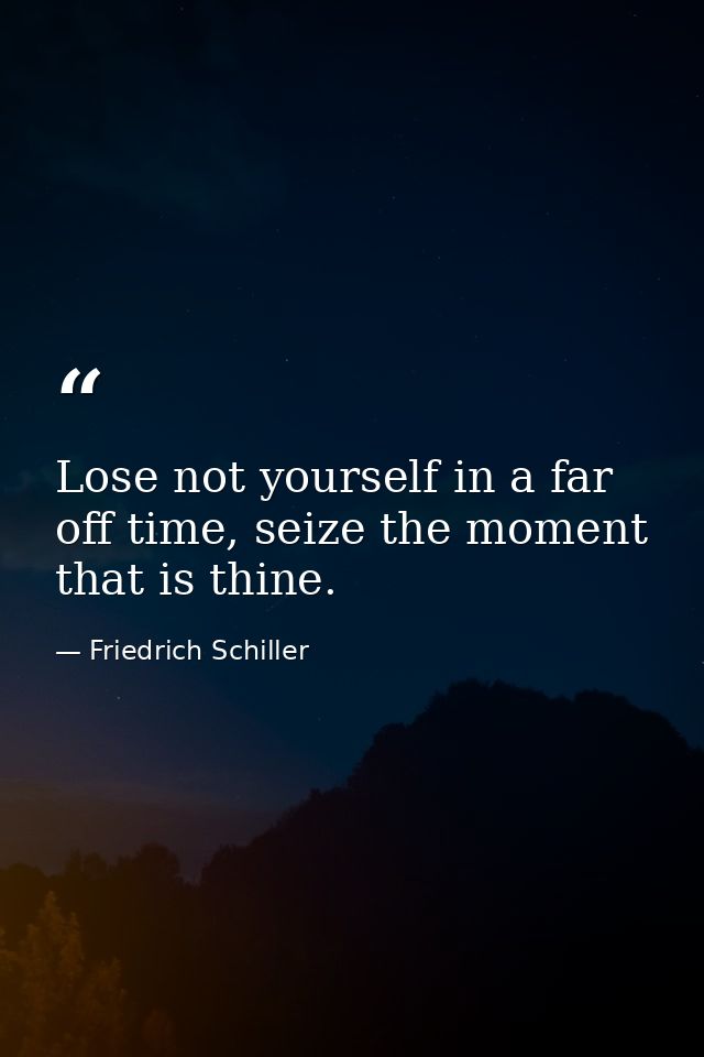 Lose not yourself in a far off time, seize the moment that is thine. — Friedrich Schiller