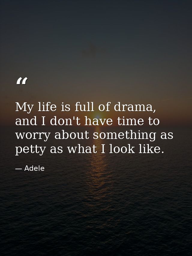 My life is full of drama, and I don't have time to worry about something as petty as what I look like. — Adele