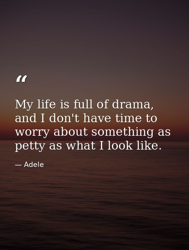 My life is full of drama, and I don't have time to worry about something as petty as what I look like. — Adele