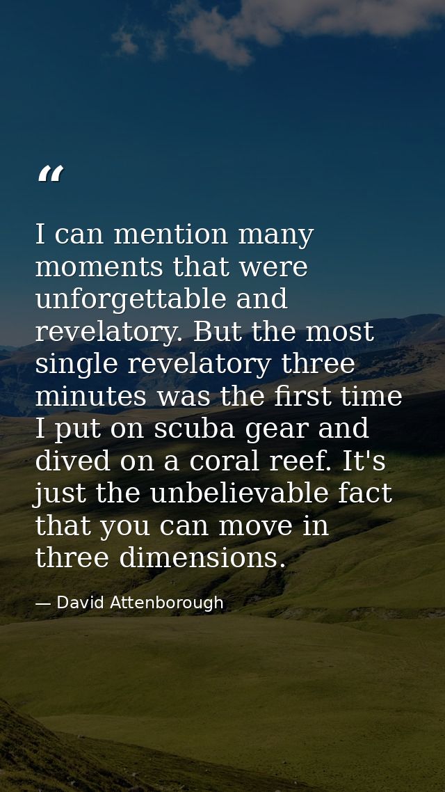 I can mention many moments that were unforgettable and revelatory. But the most single revelatory three minutes was the  — David Attenborough