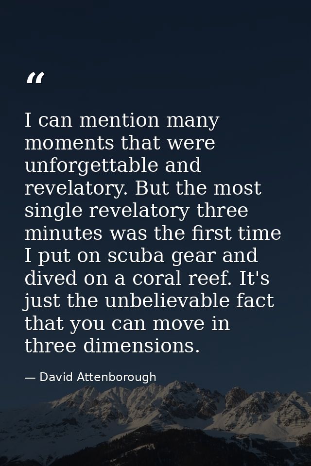 I can mention many moments that were unforgettable and revelatory. But the most single revelatory three minutes was the  — David Attenborough