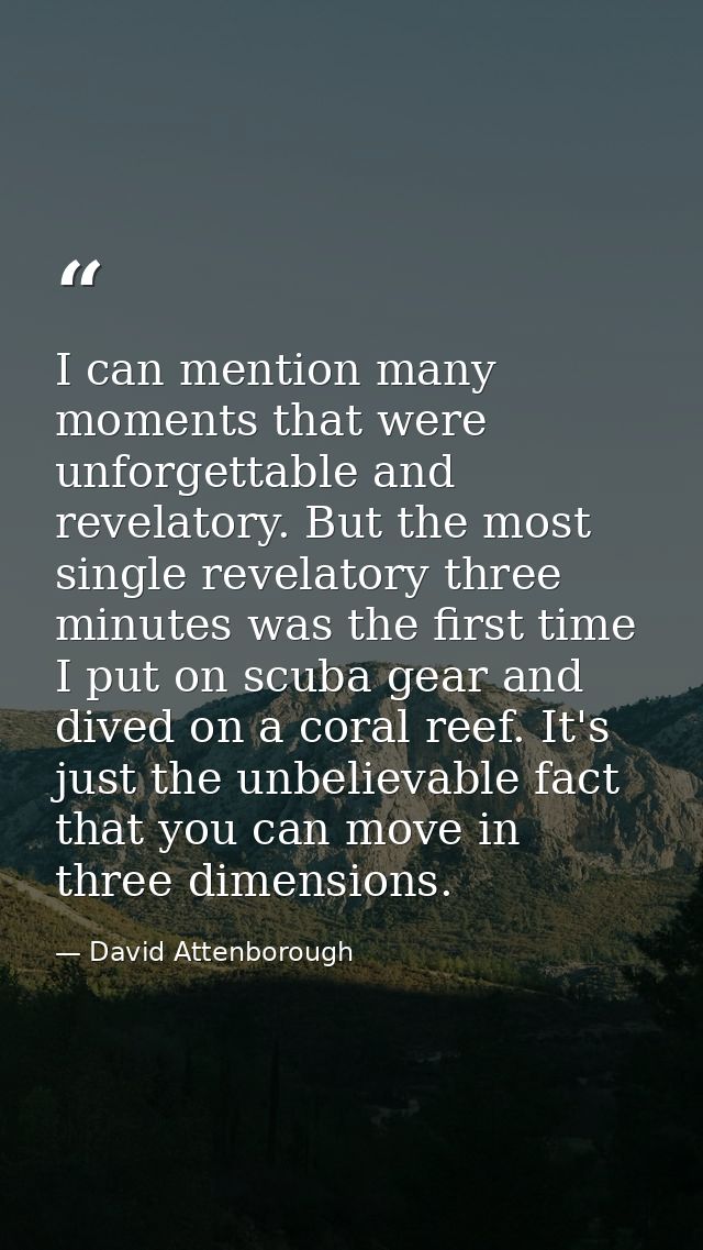 I can mention many moments that were unforgettable and revelatory. But the most single revelatory three minutes was the  — David Attenborough