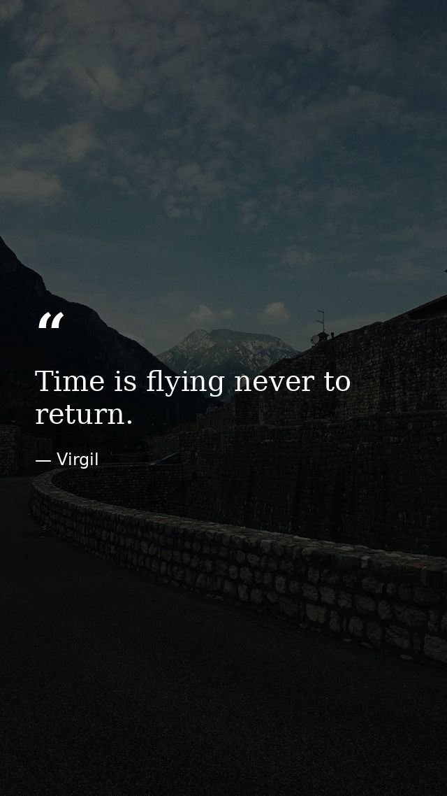 Time is flying never to return. — Virgil