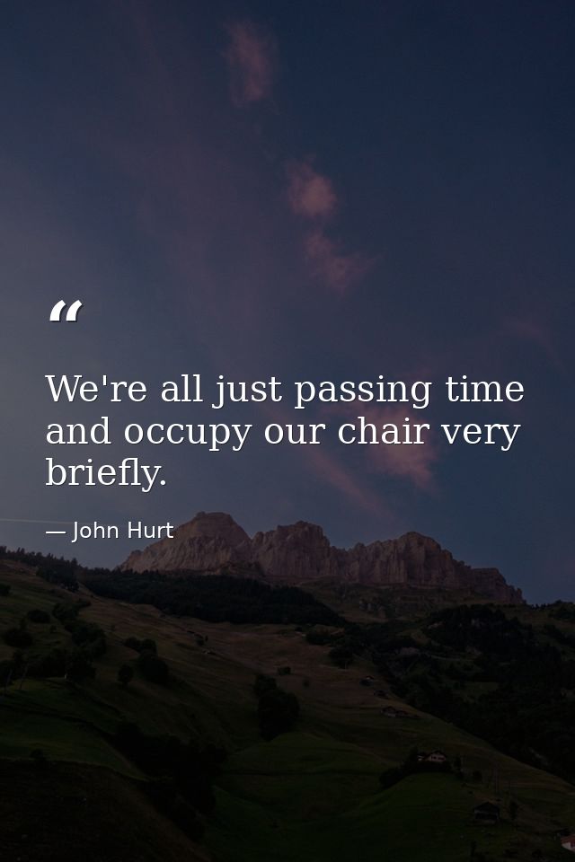 We're all just passing time and occupy our chair very briefly. — John Hurt