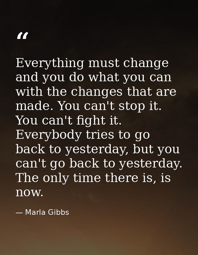 Everything must change and you do what you can with the changes that are made. You can't stop it. You can't fight it. Ev — Marla Gibbs