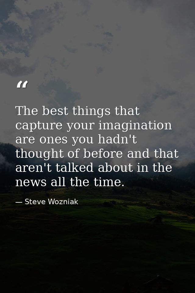 The best things that capture your imagination are ones you hadn't thought of before and that aren't talked about in the  — Steve Wozniak