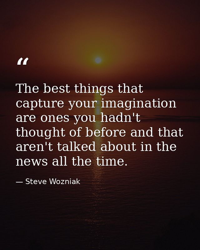 The best things that capture your imagination are ones you hadn't thought of before and that aren't talked about in the  — Steve Wozniak