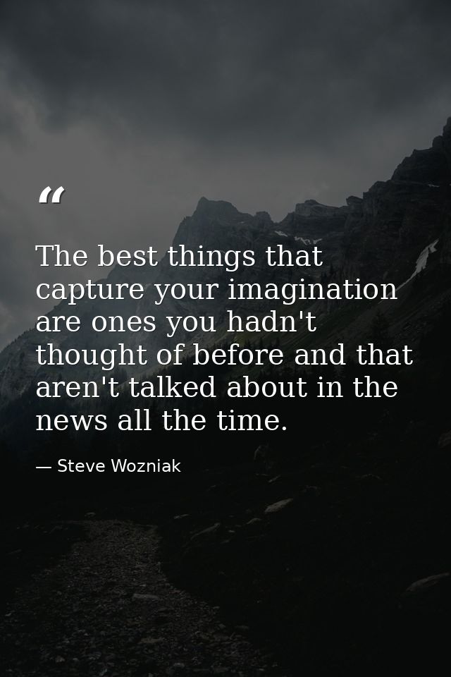 The best things that capture your imagination are ones you hadn't thought of before and that aren't talked about in the  — Steve Wozniak