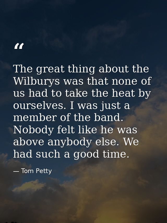 The great thing about the Wilburys was that none of us had to take the heat by ourselves. I was just a member of the ban — Tom Petty