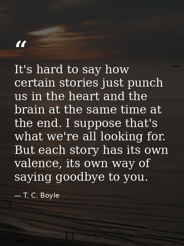 It's hard to say how certain stories just punch us in the heart and the brain at the same time at the end. I suppose tha — T. C. Boyle