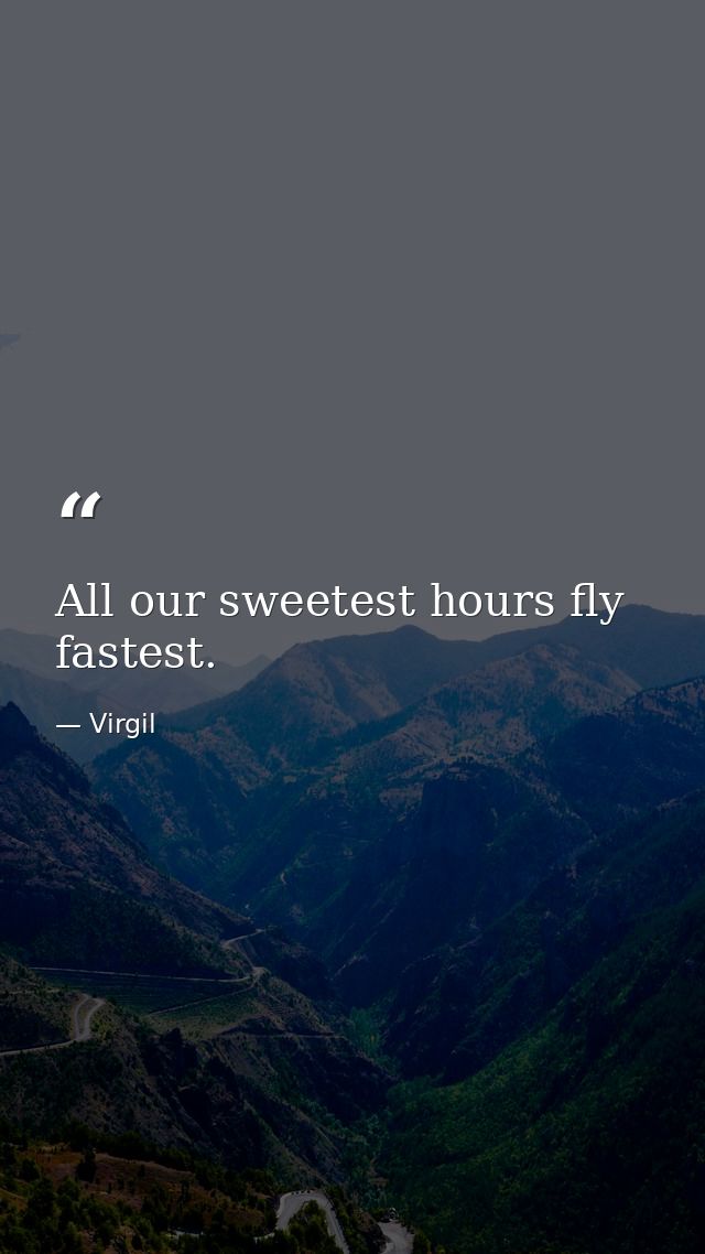 All our sweetest hours fly fastest. — Virgil