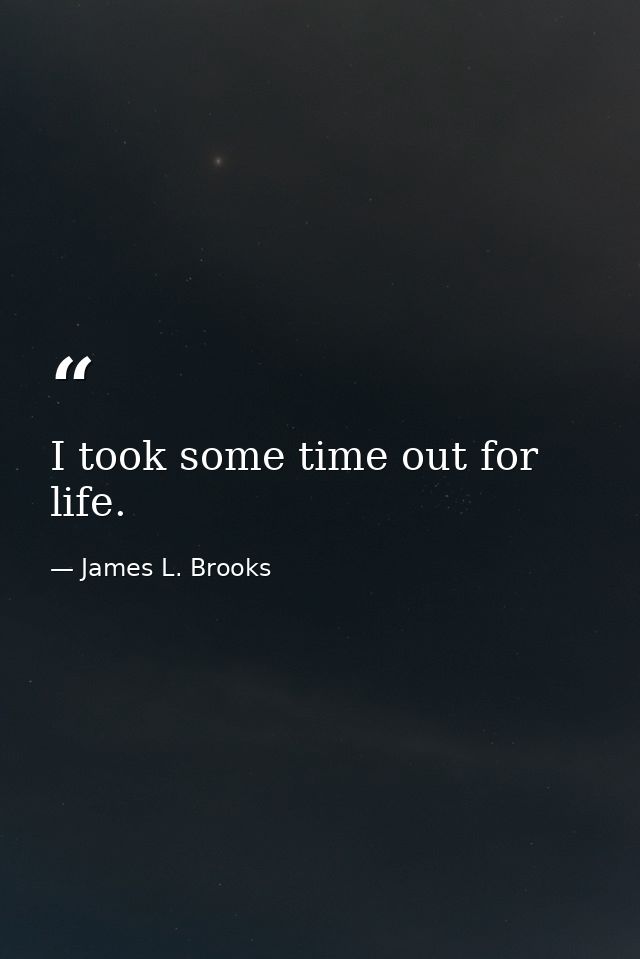 I took some time out for life. — James L. Brooks