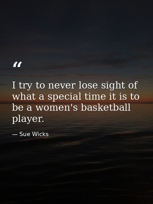 I try to never lose sight of what a special time it is to be a women's basketball player. — Sue Wicks