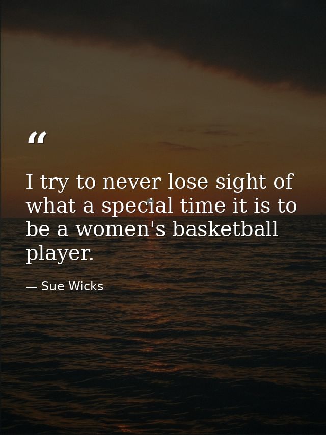 I try to never lose sight of what a special time it is to be a women's basketball player. — Sue Wicks