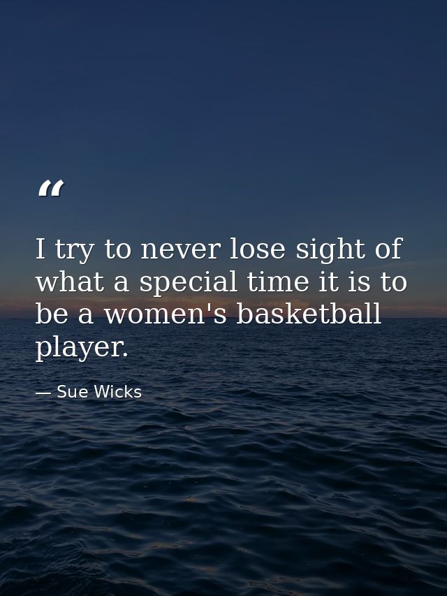 I try to never lose sight of what a special time it is to be a women's basketball player. — Sue Wicks