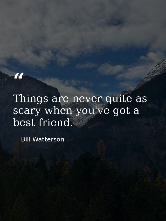 Things are never quite as scary when you've got a best friend. — Bill Watterson