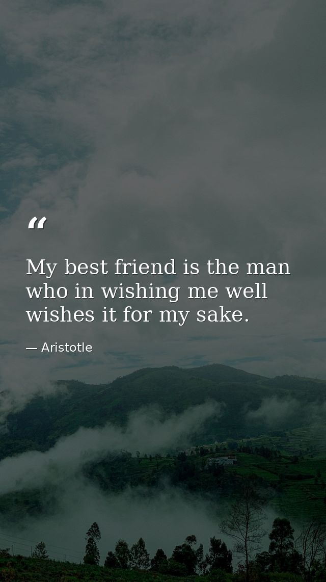 My best friend is the man who in wishing me well wishes it for my sake. — Aristotle