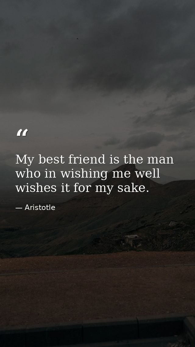 My best friend is the man who in wishing me well wishes it for my sake. — Aristotle