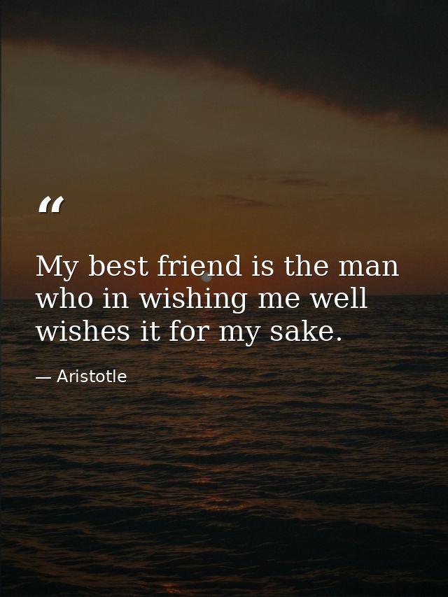 My best friend is the man who in wishing me well wishes it for my sake. — Aristotle