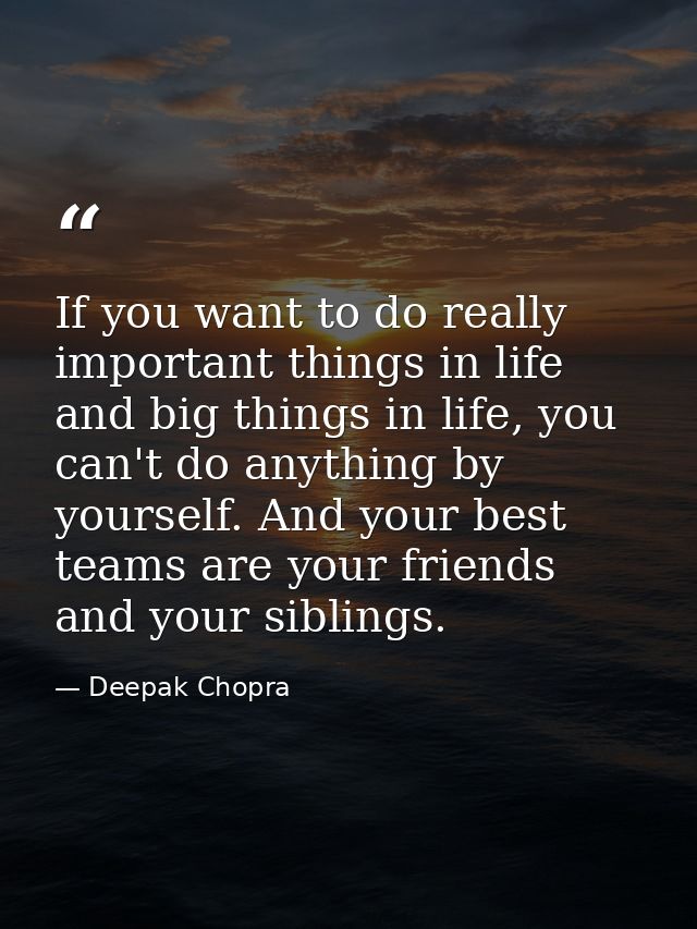 If you want to do really important things in life and big things in life, you can't do anything by yourself. And your be — Deepak Chopra