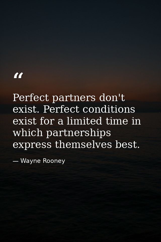 Perfect partners don't exist. Perfect conditions exist for a limited time in which partnerships express themselves best. — Wayne Rooney