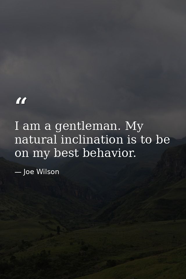 I am a gentleman. My natural inclination is to be on my best behavior. — Joe Wilson
