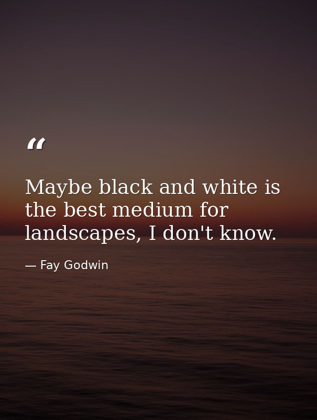 Maybe black and white is the best medium for landscapes, I don't know. — Fay Godwin
