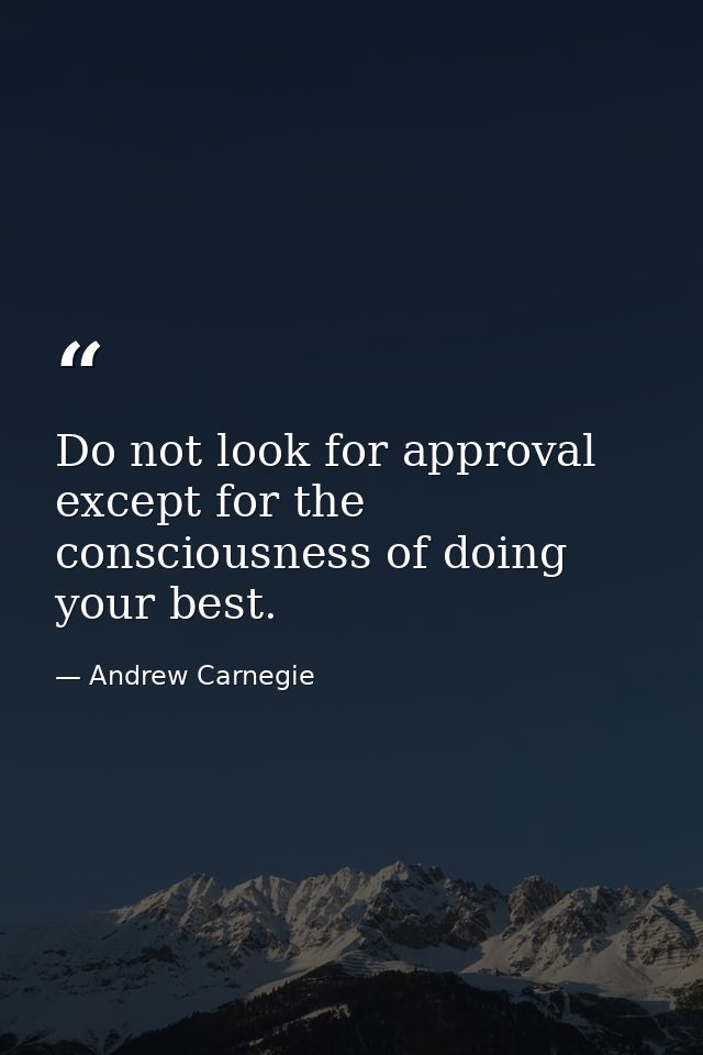 Do not look for approval except for the consciousness of doing your best. — Andrew Carnegie