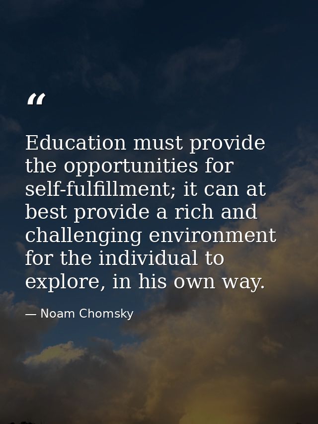 Education must provide the opportunities for self-fulfillment; it can at best provide a rich and challenging environment — Noam Chomsky