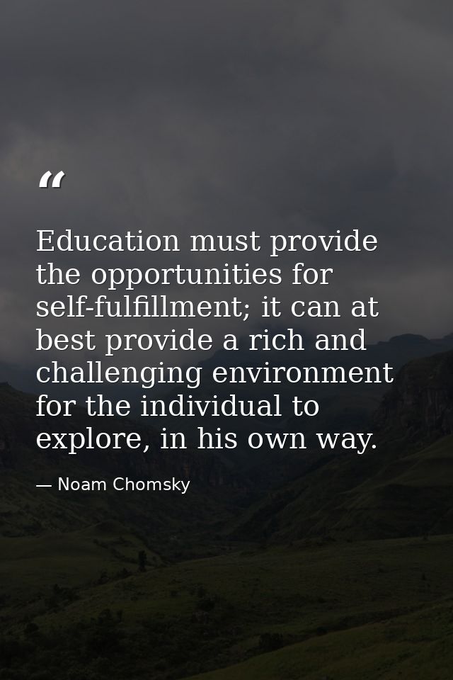 Education must provide the opportunities for self-fulfillment; it can at best provide a rich and challenging environment — Noam Chomsky