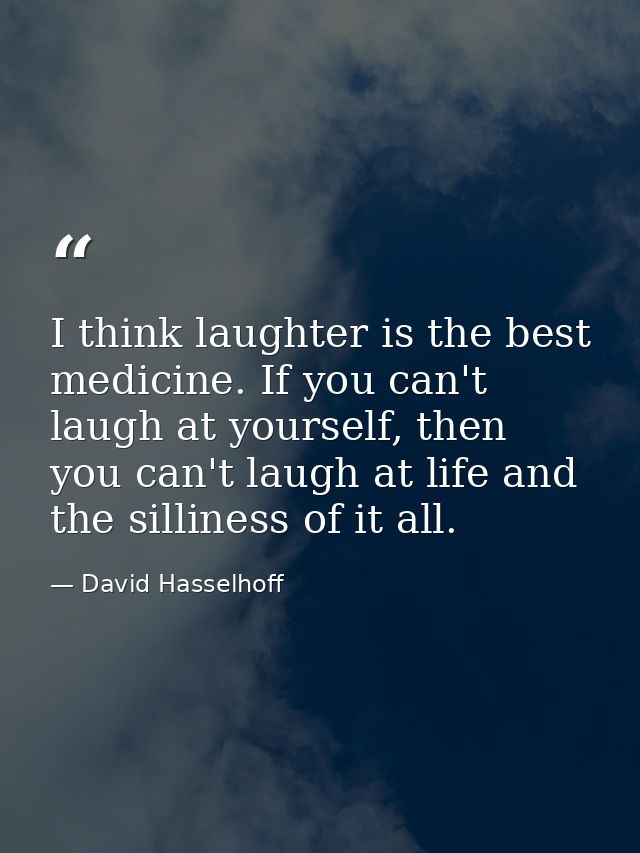 I think laughter is the best medicine. If you can't laugh at yourself, then you can't laugh at life and the silliness of — David Hasselhoff