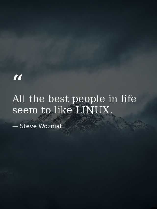 All the best people in life seem to like LINUX. — Steve Wozniak