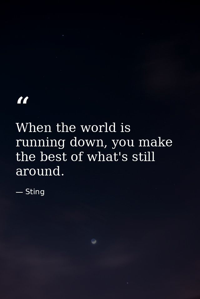 When the world is running down, you make the best of what's still around. — Sting