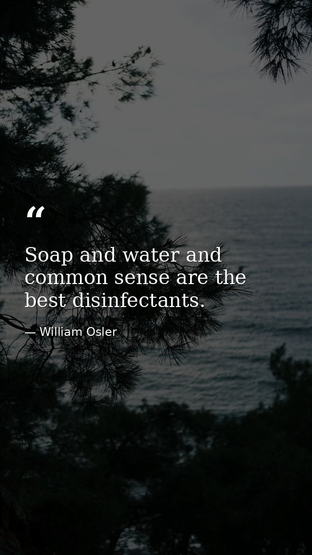 Soap and water and common sense are the best disinfectants. — William Osler