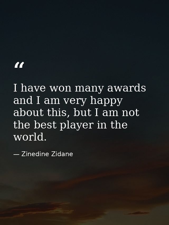 I have won many awards and I am very happy about this, but I am not the best player in the world. — Zinedine Zidane