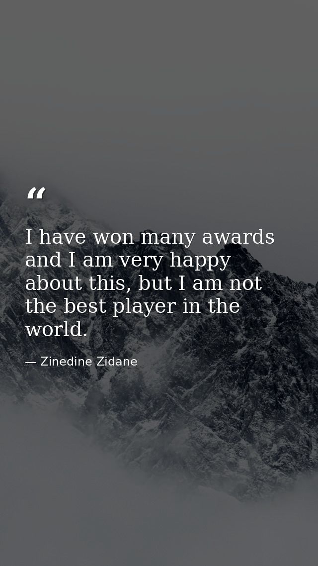I have won many awards and I am very happy about this, but I am not the best player in the world. — Zinedine Zidane