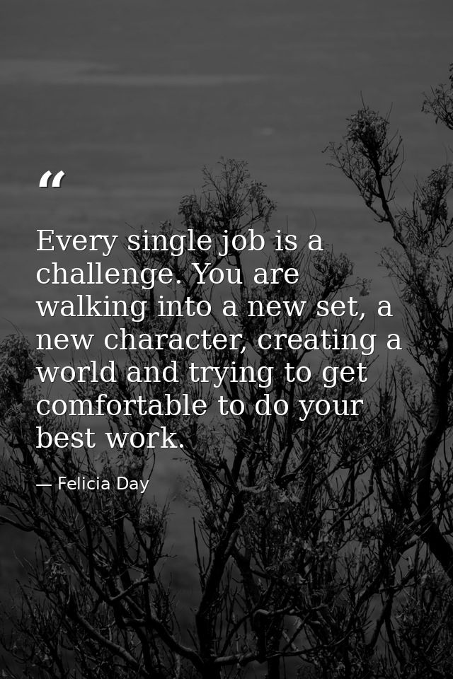 Every single job is a challenge. You are walking into a new set, a new character, creating a world and trying to get com — Felicia Day