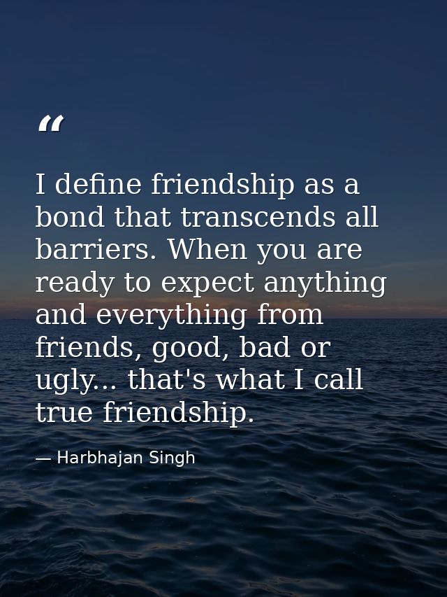 I define friendship as a bond that transcends all barriers. When you are ready to expect anything and everything from fr — Harbhajan Singh