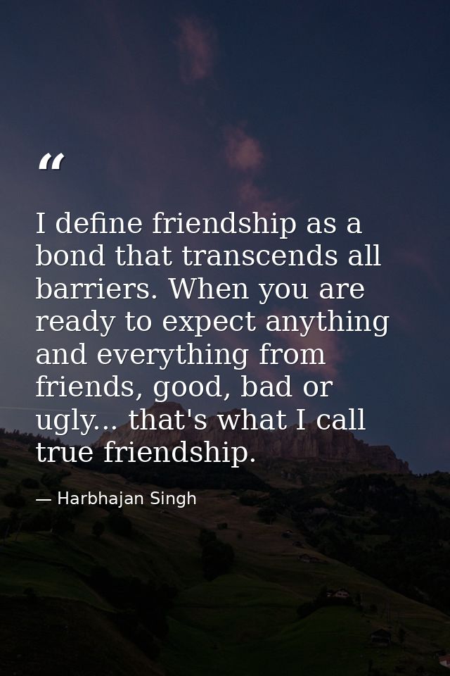 I define friendship as a bond that transcends all barriers. When you are ready to expect anything and everything from fr — Harbhajan Singh